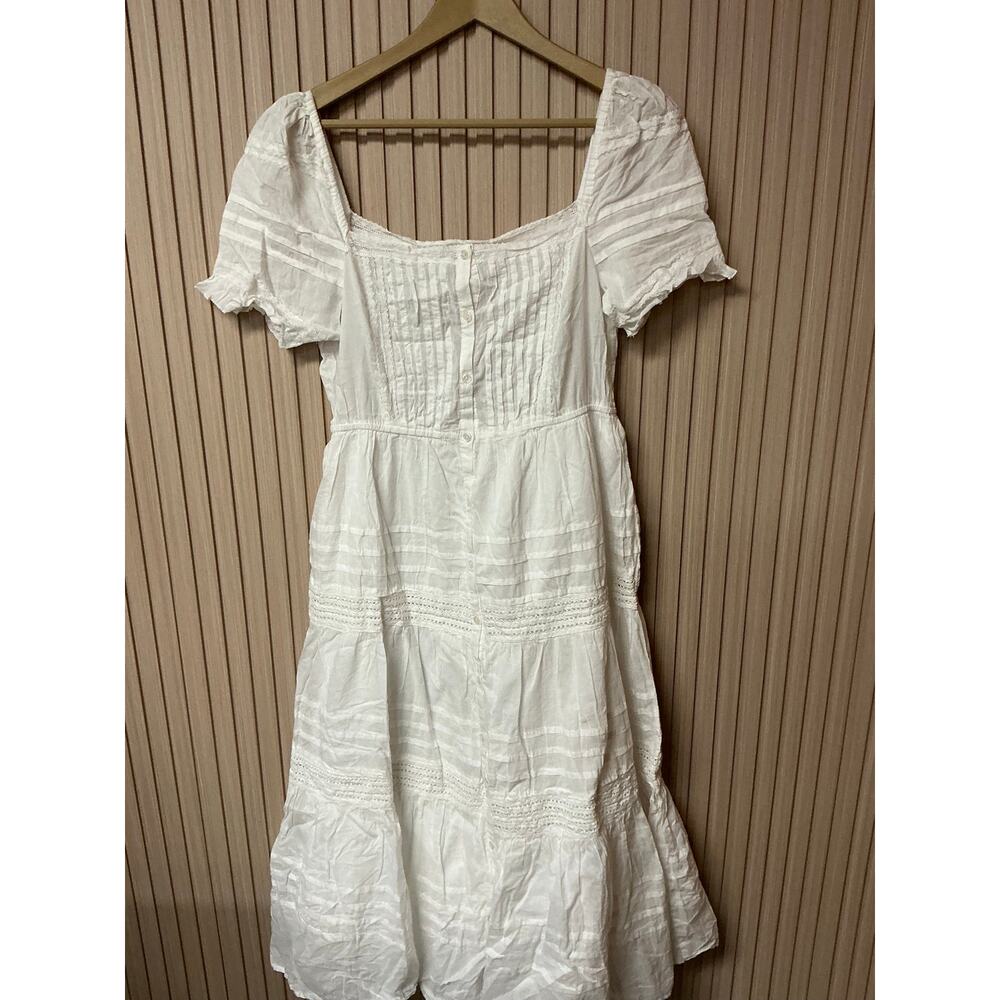 Sundance Cotton Tiered Dress in White Size Petite M - Picture 1 of 5
